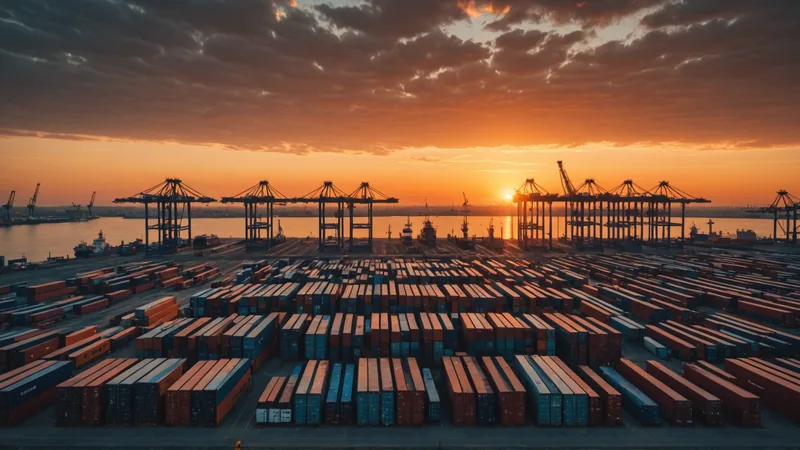 Cargo port with container ships representing freight signal data