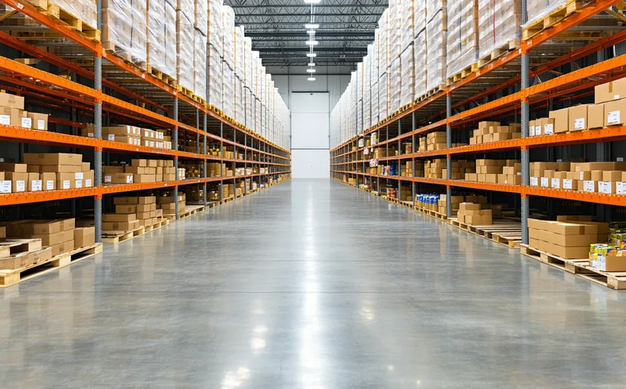 Grocery retail supply operation with organized product shelving